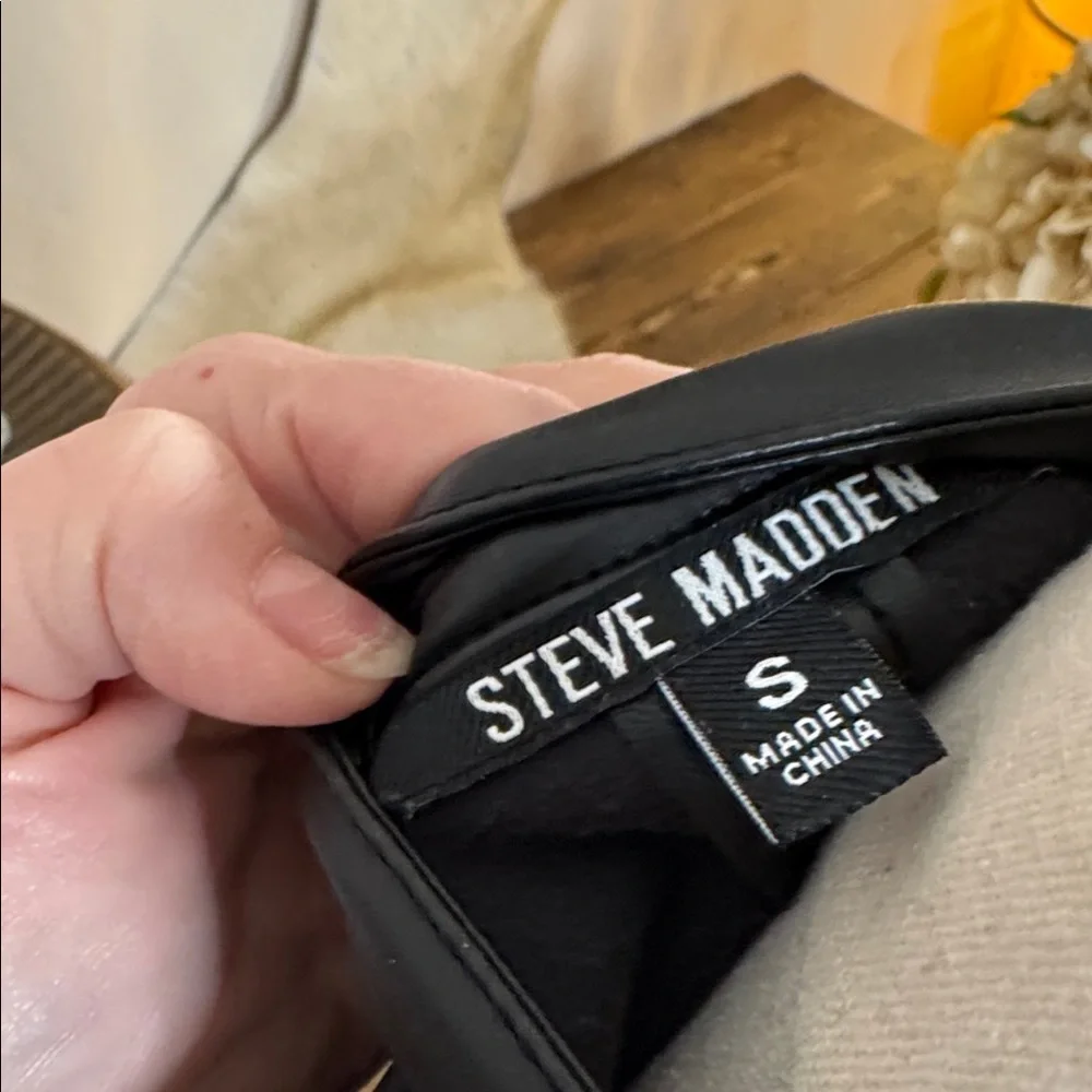 Steve Madden Black Faux Leather Shorts Set - Picture 2 of 5